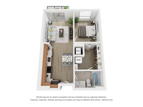 A2 Floor Plan at South Falls Tower, Richmond, 23224